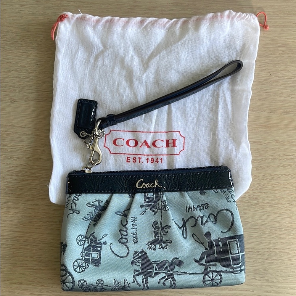 Coach Blue Signature Wristlet Bag
